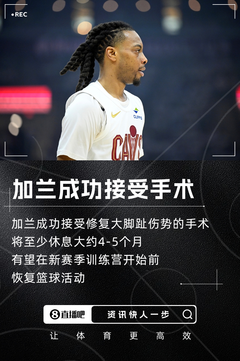 骑士后卫加兰接受大脚趾手术 预计赛季报销